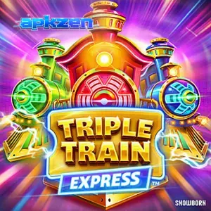 Tampilan visual neon cyberpunk dari slot Triple Train Express